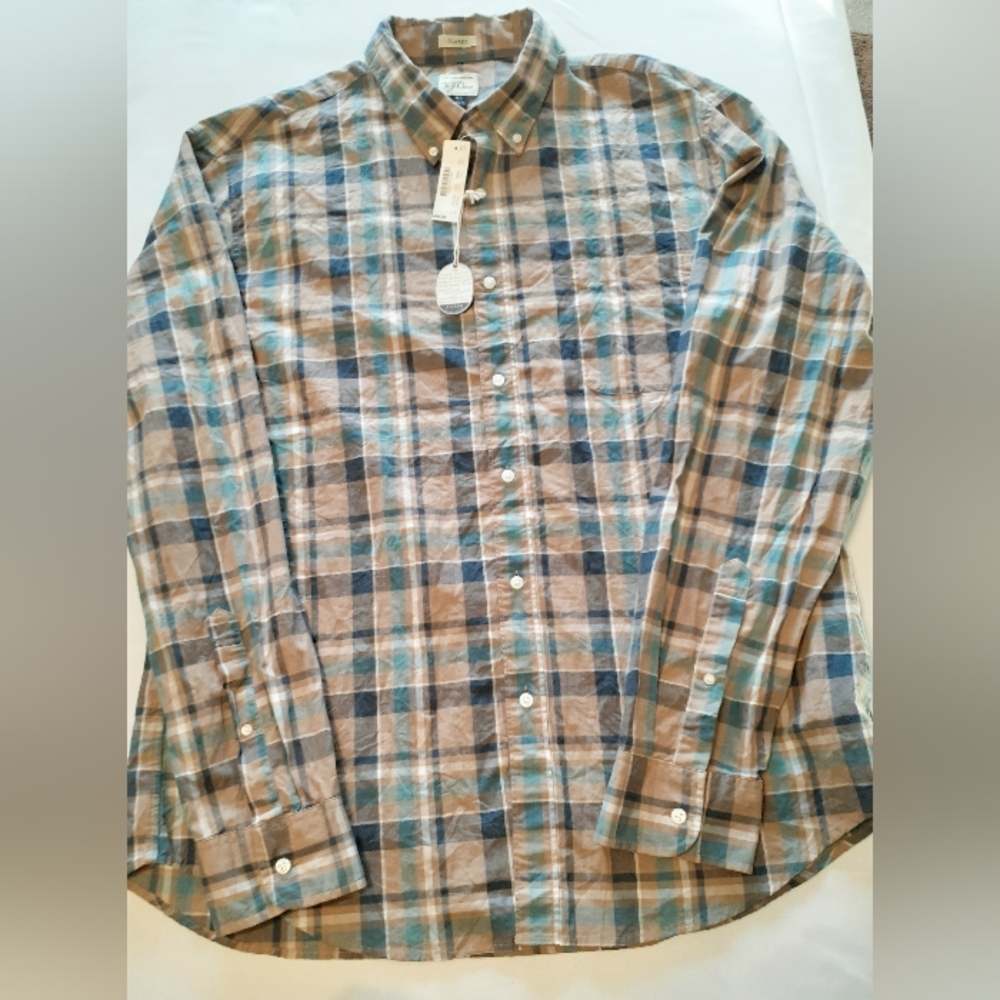 J. Crew classic size XL plaid button up shirt long sleeves new with tags